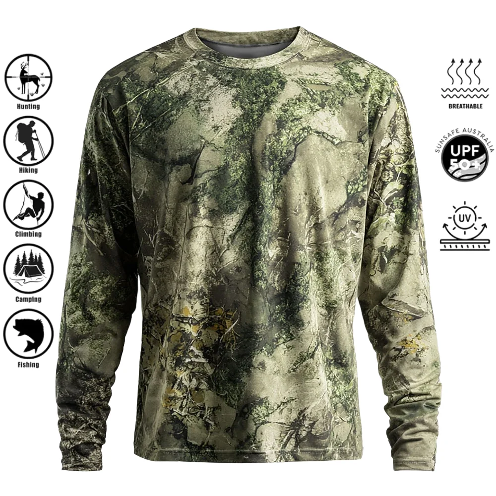 Men Long Sleeve T-shirt Polyes - Fishing Shirt Uv Protection ulasan dan harga